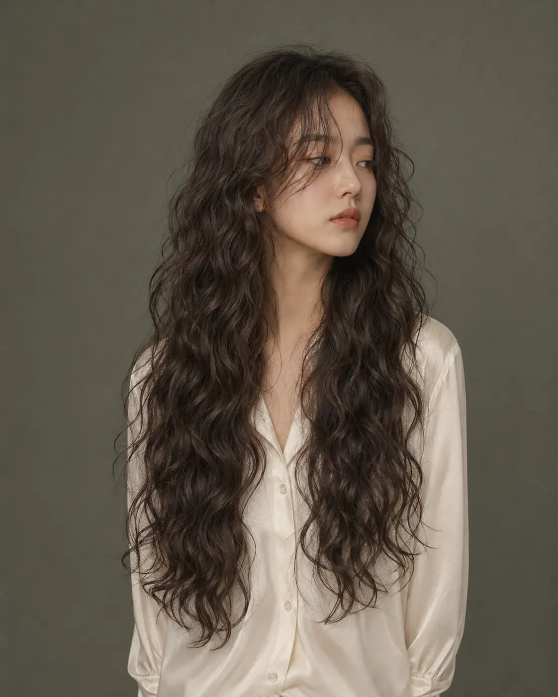뿌리부터 모발 끝까지 공기감 있게 이어지는 소프트 히피펌