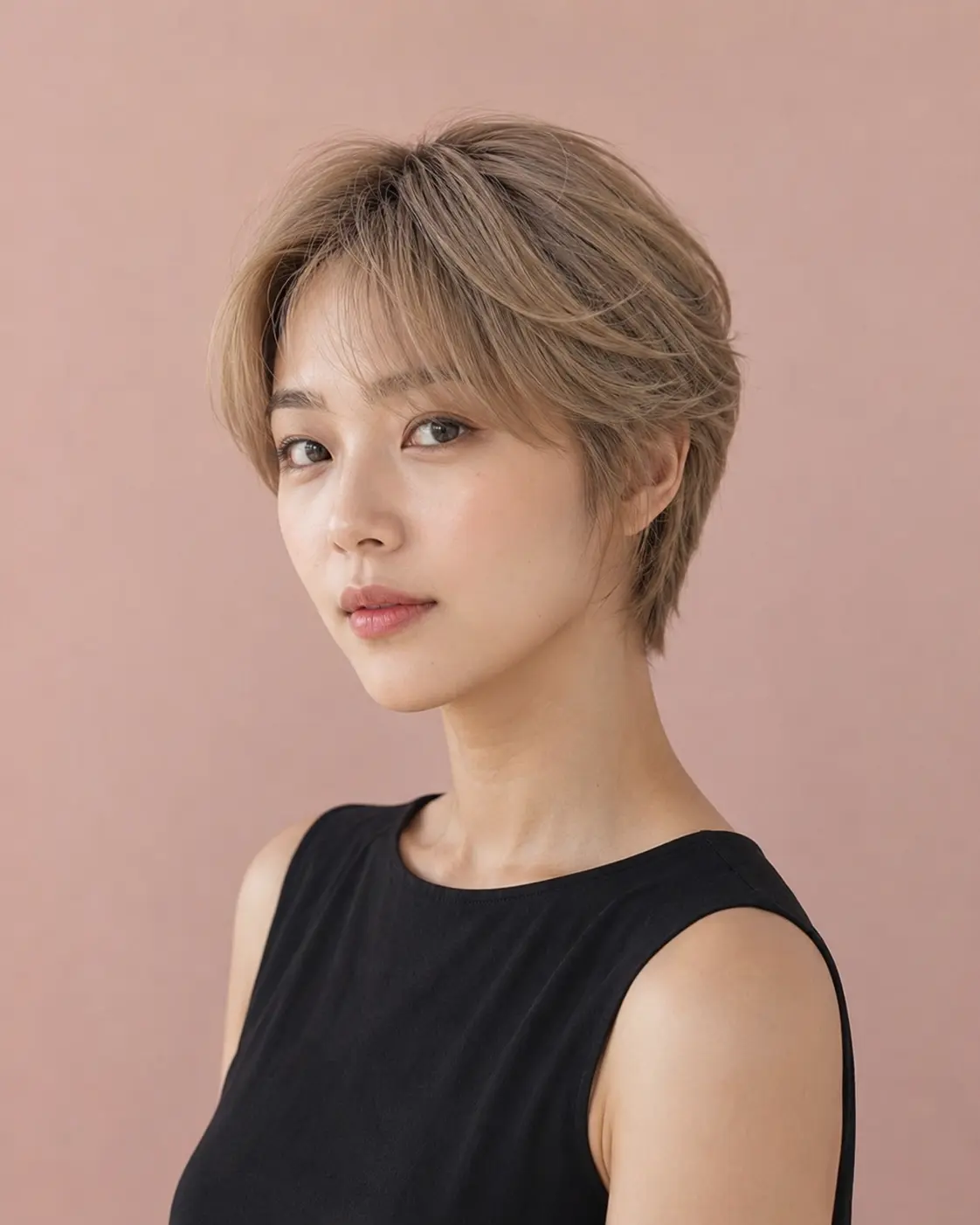 샌드 베이지 블론드로 완성한 가벼운 빅시컷