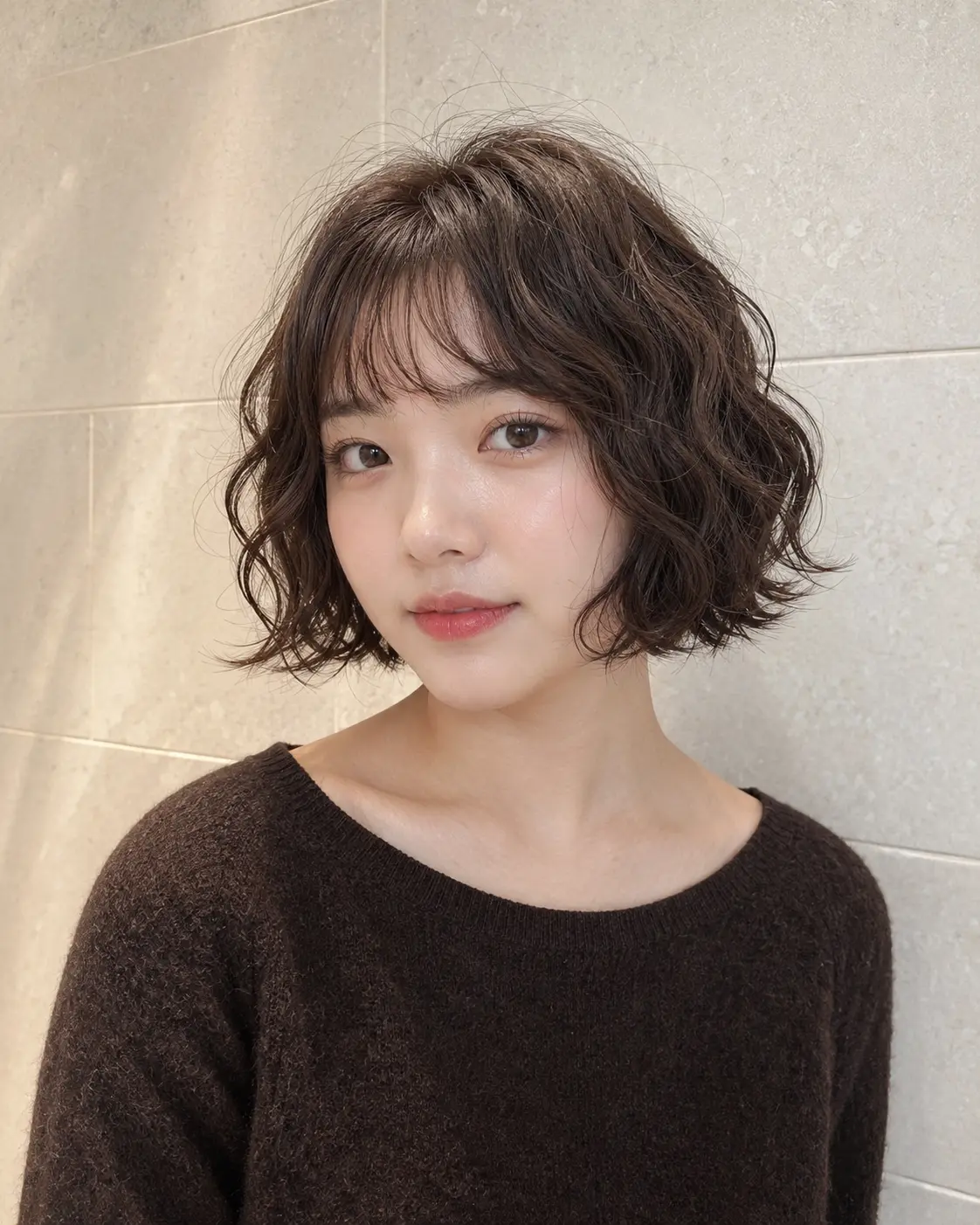 짧은 단발에 리듬감 있는 컬을 더한 웨이브펌